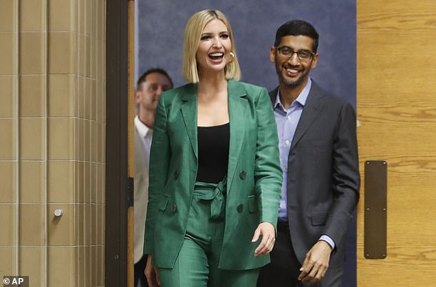 White House senior adviser Ivanka Trump, left, with Google CEO Sundar Pichai. It was revealed that federal and state regulators in the U.S. are preparing to file antitrust lawsuits alleging Google has abused its dominance of online search and advertising to stifle competition and and boost its profits. The Justice Department may file its case as early as this summer
