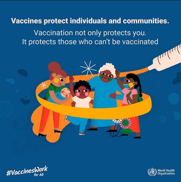 A WHO advertisement for vaccines featured at the World Immunisation Week. 